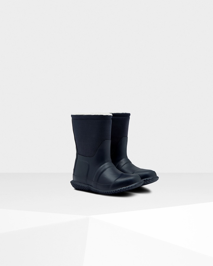 Hunter Little Kids (18 Miesięcy-6 Lat) Ocieplany Roll Top Wegańskie Kozaki Z Owczej Skóry Hunter Navy