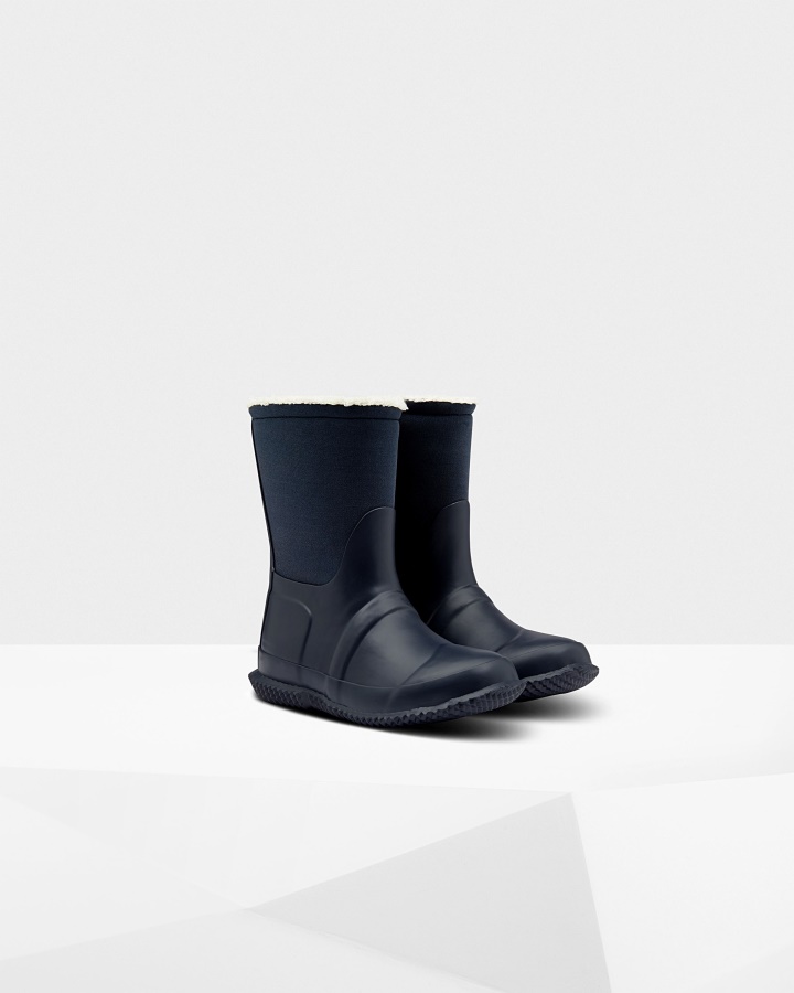 Hunter Big Kids (5-10 Lat) Ocieplany Roll Top Wegańskie Kozaki Z Owczej Skóry Hunter Navy