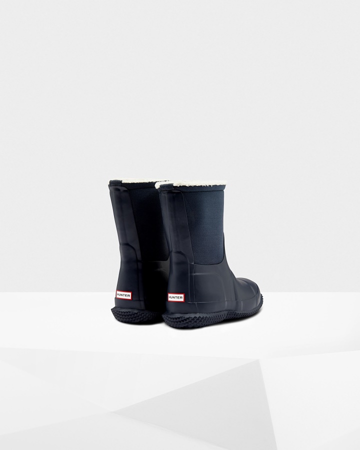 Hunter Big Kids (5-10 Lat) Ocieplany Roll Top Wegańskie Kozaki Z Owczej Skóry Hunter Navy