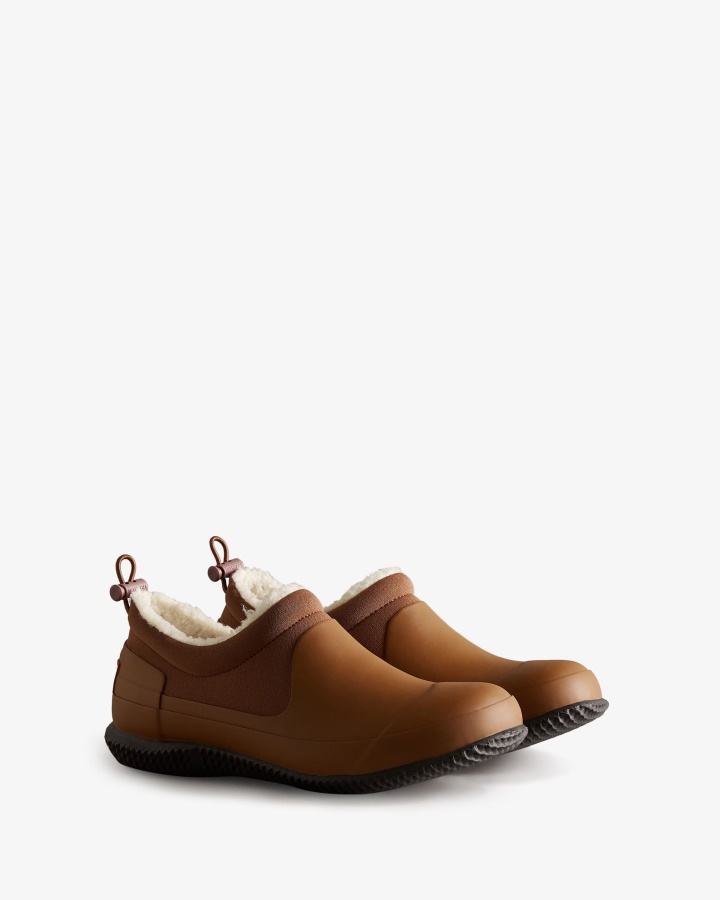 Hunter Damskie Ocieplane Wegańskie Buty Z Owczej Skóry Brązowe