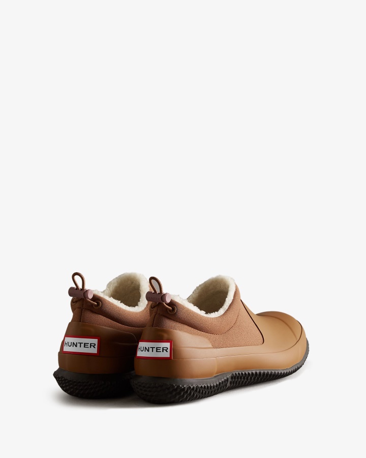 Hunter Damskie Ocieplane Wegańskie Buty Z Owczej Skóry Brązowe