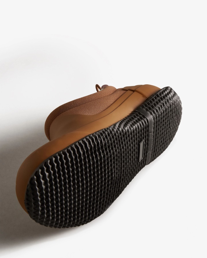 Hunter Damskie Ocieplane Wegańskie Buty Z Owczej Skóry Brązowe