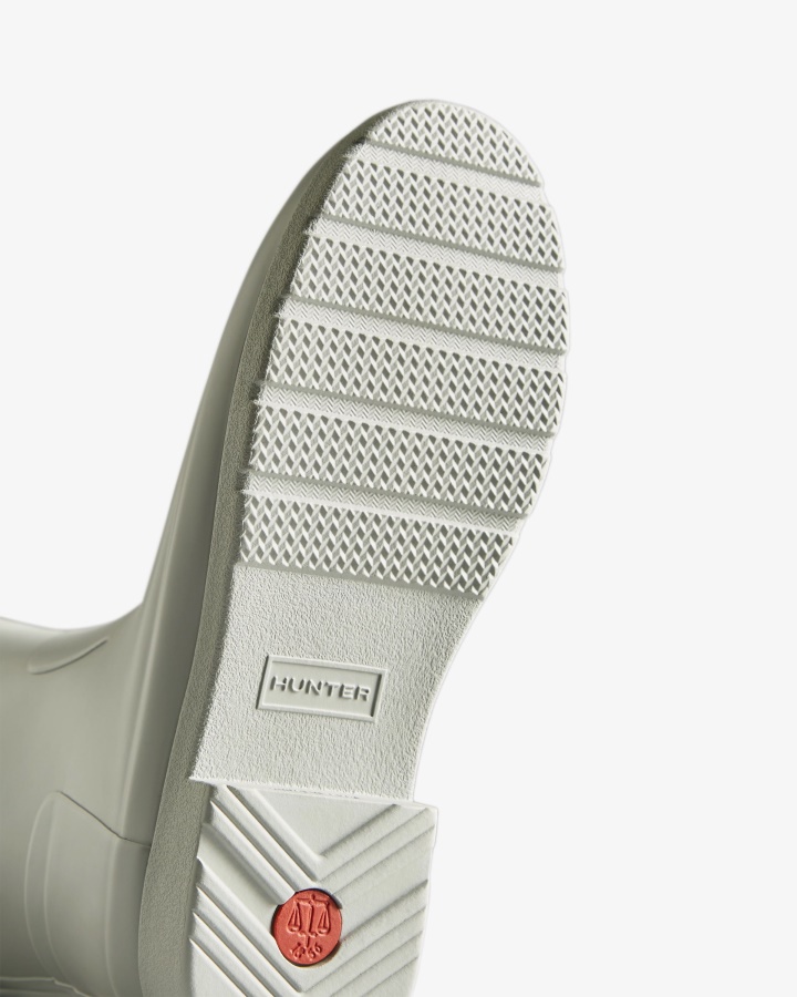 Wyrafinowane Damskie, Dopasowane Wysokie Kalosze Przeciwdeszczowe Hunter Matowe Szare