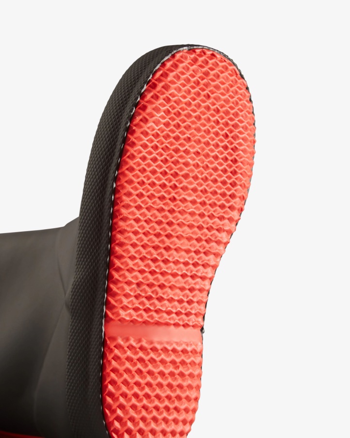 Hunter Kids First (18 Miesięcy-8 Lat) Ocieplane Kalosze Czarne-logo Czerwone