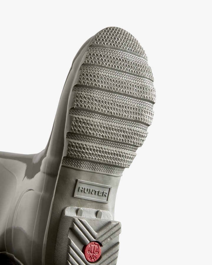 Hunter Damskie Oryginalne Wysokie Błyszczące Kalosze Docker Szare