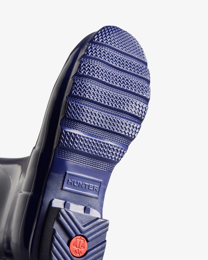 Damskie Kalosze Hunter Z Regulowanym Połyskiem Z Krótkim Tyłem, Balder Blue