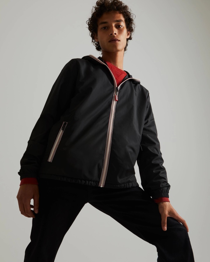 Męska Lekka, Pakowana Kurtka Hunter Z Recyklingu, Czarna