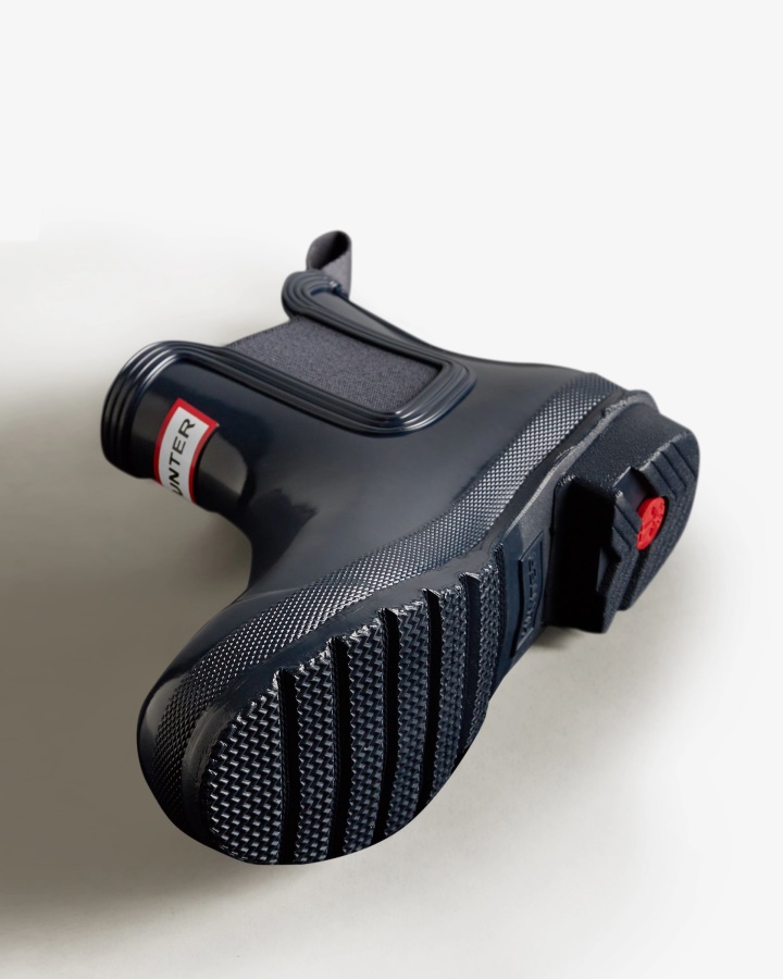 Hunter Damskie Oryginalne Błyszczące Botki Chelsea Navy