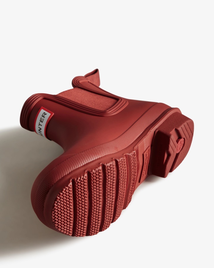 Hunter Damskie Oryginalne Chelsea Buty Wojskowe Czerwone