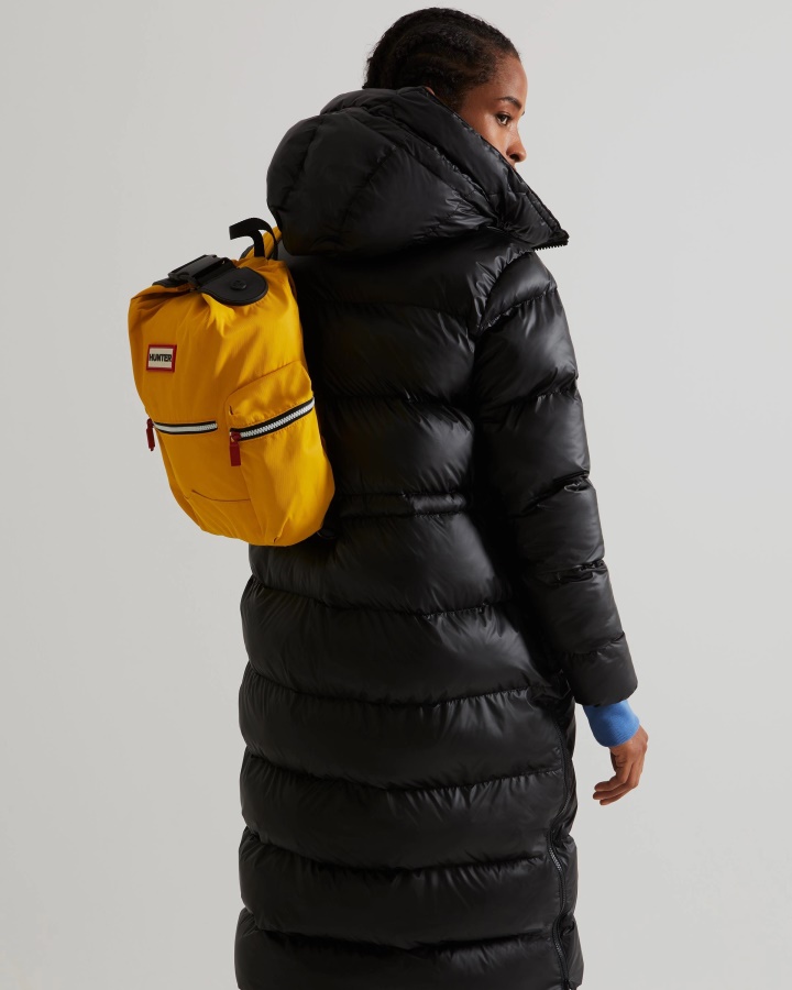 Damski Ocieplany, Gumowany, Długi Płaszcz Puchowy Hunter W Kolorze Czarnym