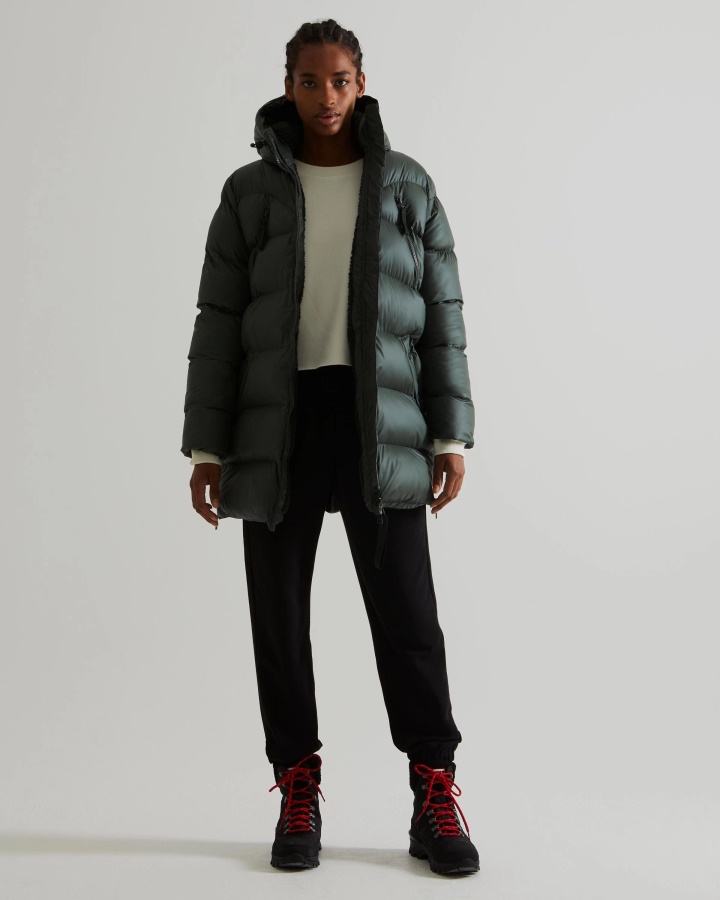 Ocieplana Damska Kurtka Puchowa Hunter Arktyczna Zieleń Mchu