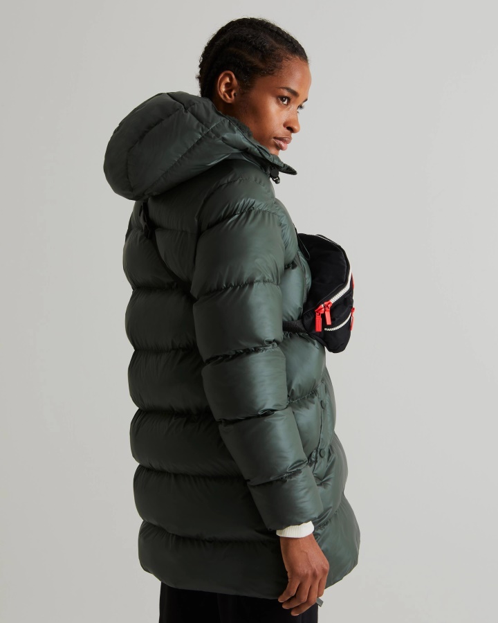 Ocieplana Damska Kurtka Puchowa Hunter Arktyczna Zieleń Mchu