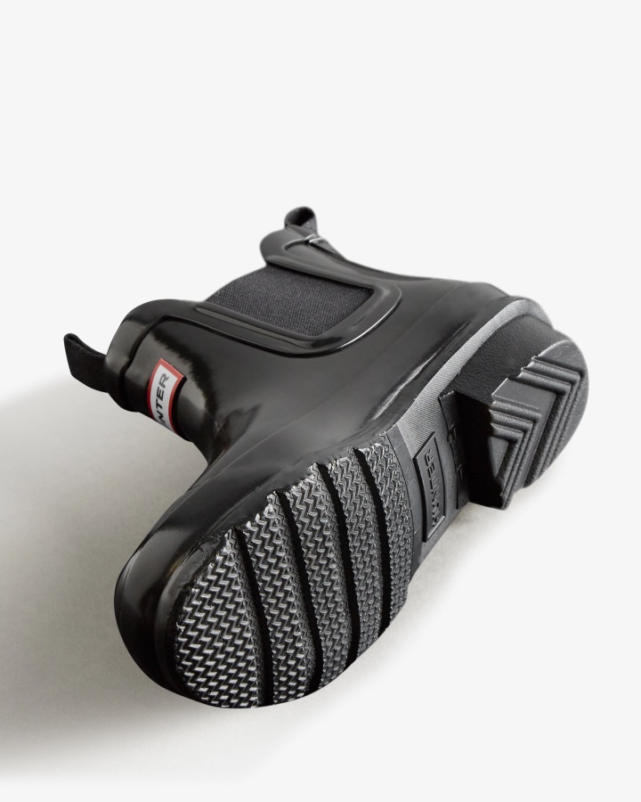 Hunter Duże Dzieci (5-11 Lat) Błyszczące Buty Chelsea Czarne