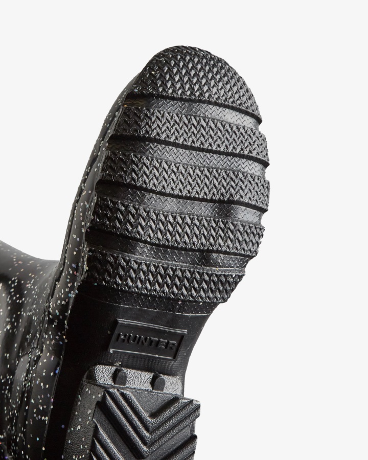 Hunter Duże Dzieci (5-11 Lat) Gigantyczne Brokatowe Kalosze Czarne