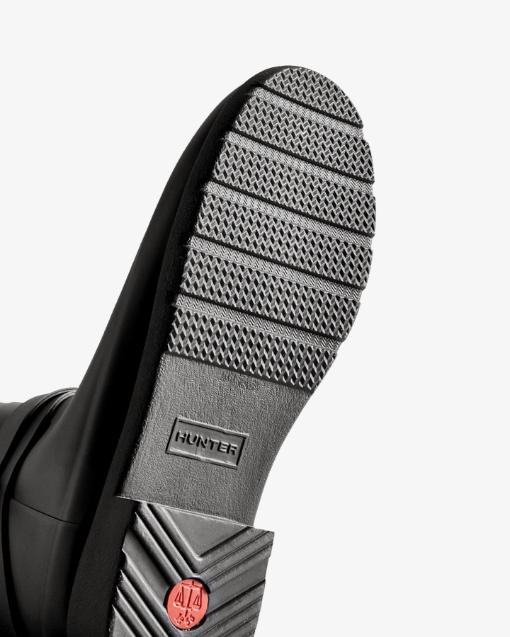 Wyrafinowane Damskie, Dopasowane, Regulowane Wysokie Kalosze Przeciwdeszczowe Hunter W Kolorze Czarnym