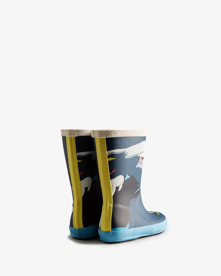 Hunter Kids First (18 Miesięcy-8 Lat) Buty Przeciwdeszczowe Z Nadrukiem Lodowym Iceberg Kerhuelen Navy