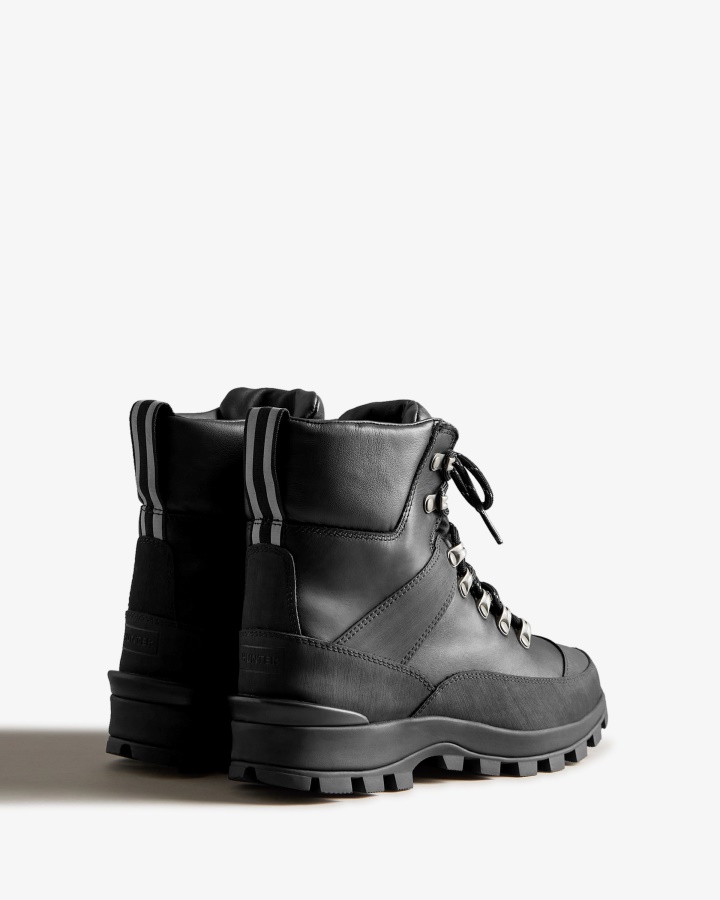 Ocieplane Damskie Skórzane Buty Komandosowe Hunter Czarne