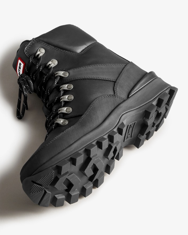 Ocieplane Damskie Skórzane Buty Komandosowe Hunter Czarne