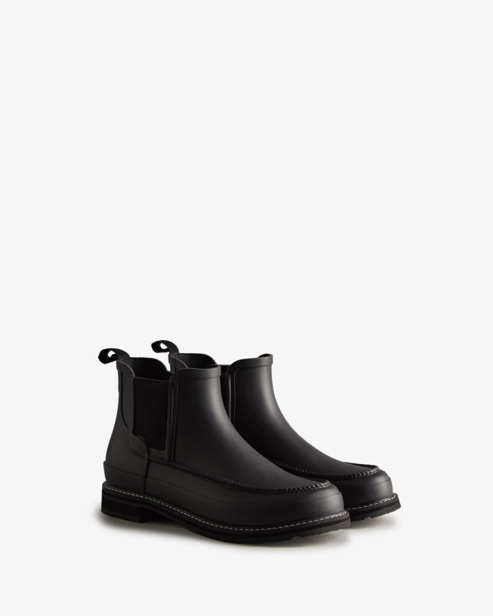 Hunter Wyrafinowane Męskie Buty Chelsea Moc Toe Czarno-czarne