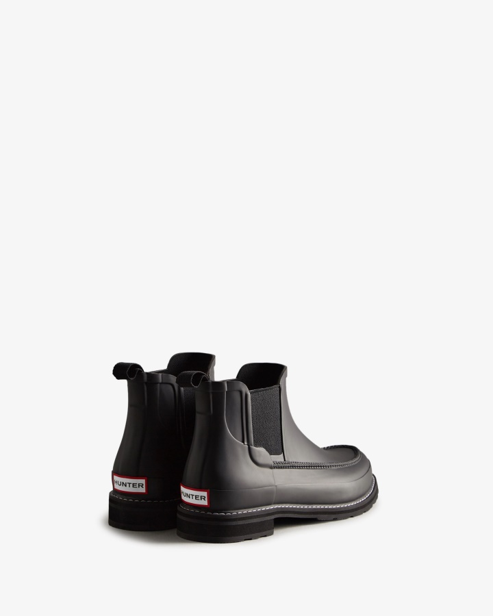 Hunter Wyrafinowane Męskie Buty Chelsea Moc Toe Czarno-czarne