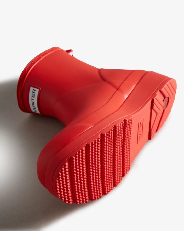 Hunter Damskie Krótkie Buty Przeciwdeszczowe Logo Czerwone