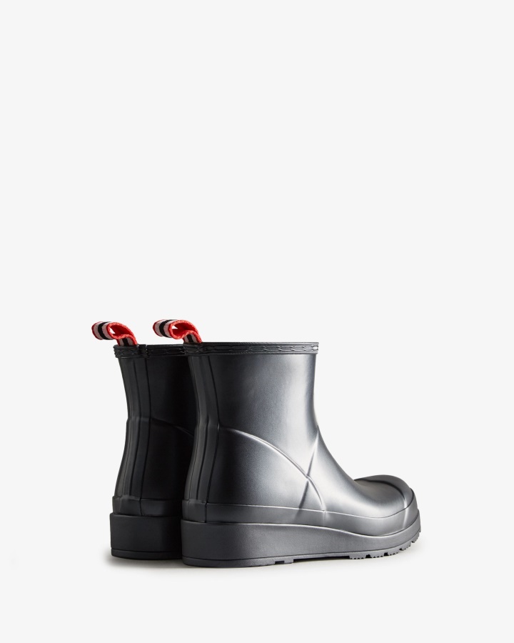 Hunter Damskie Krótkie Buty Przeciwdeszczowe Z Perłami Czarne