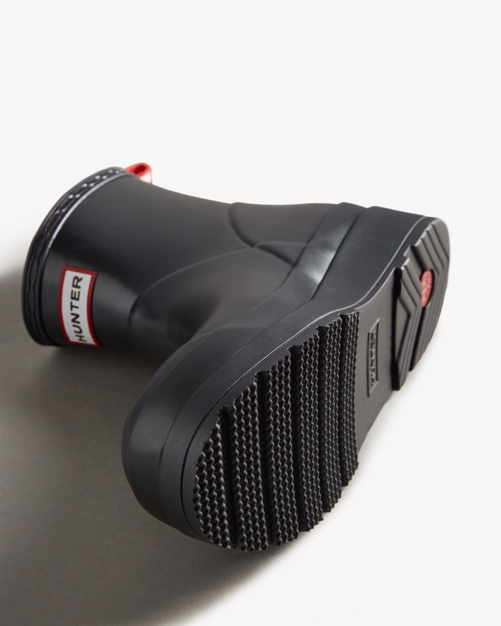 Hunter Damskie Krótkie Buty Przeciwdeszczowe Z Perłami Czarne