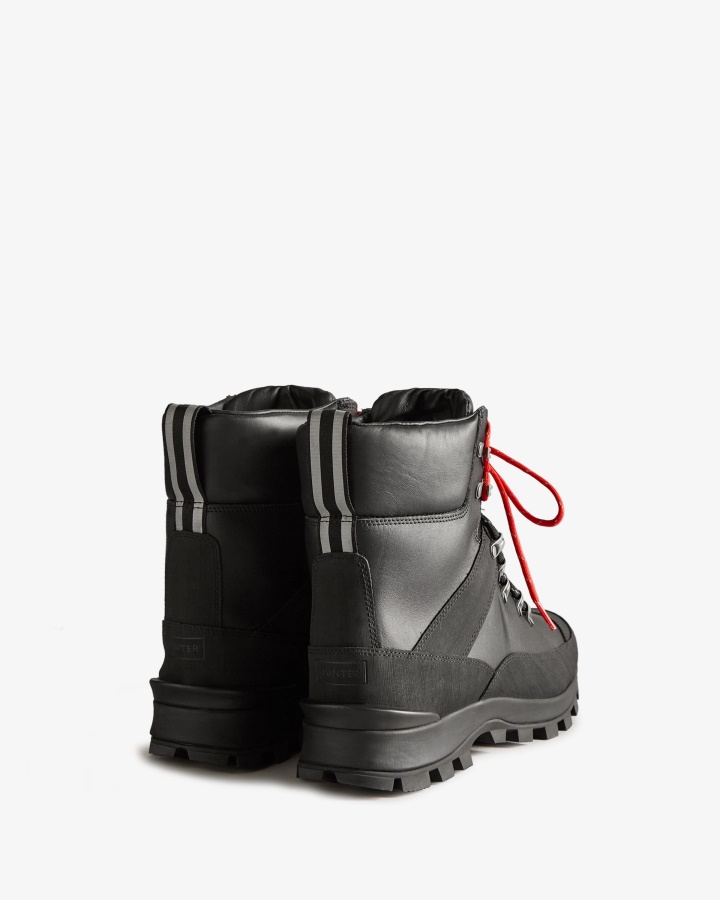 Hunter Męskie Ocieplane Skórzane Buty Komandosowe Czarne