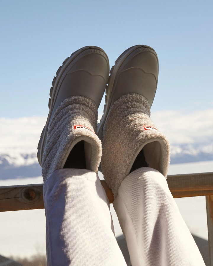 Ocieplane Damskie Krótkie Wegańskie śniegowce Hunter Hunter Matowe Szare