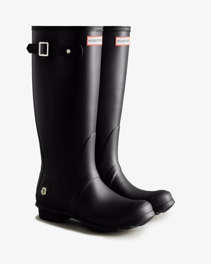 Hunter Damskie Disney Wysokie Kalosze Czarne