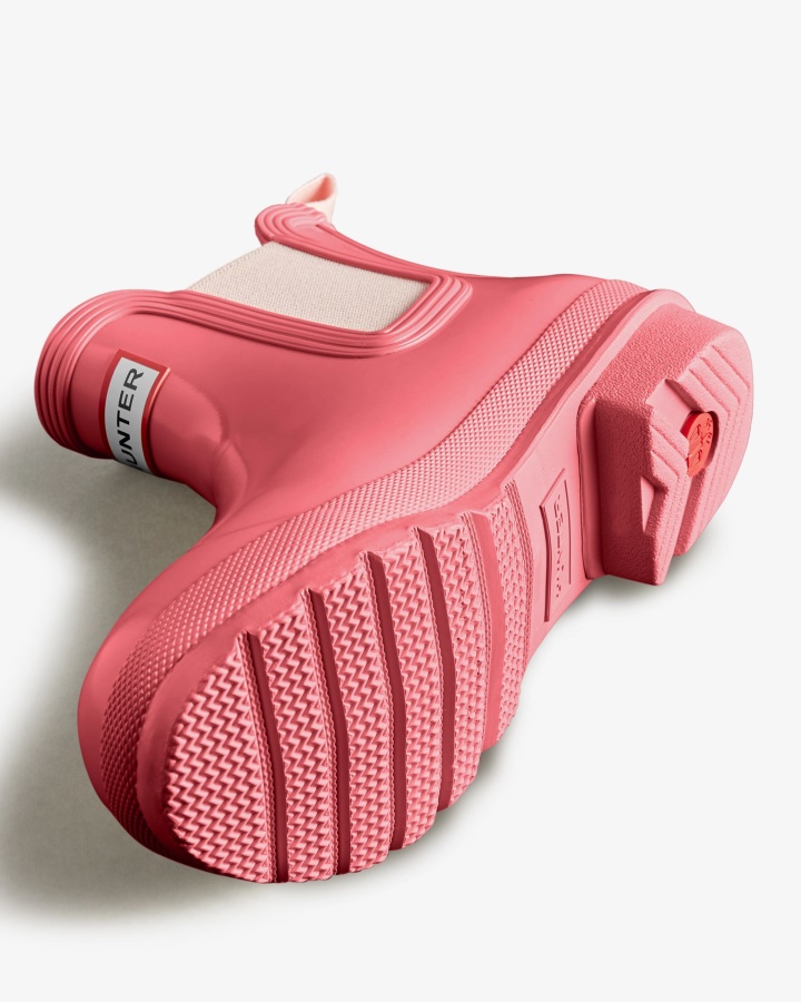 Hunter Damskie Oryginalne Błyszczące Botki Chelsea Pink Shiver-salt Pink
