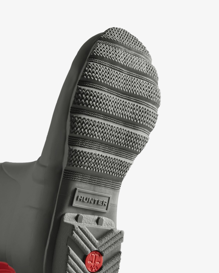 Wysokie Ocieplane Kalosze Damskie Hunter Tundra Szaro-czerwone Chill