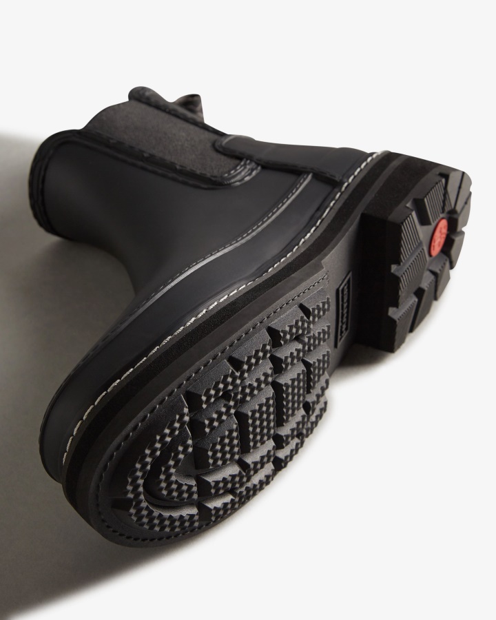 Hunter Damskie Botki Chelsea Z Wyrafinowanym Szwem, Czarne