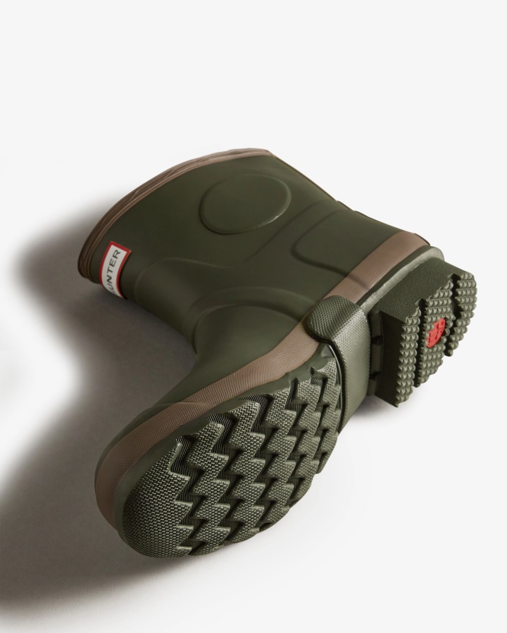 Hunter Męskie Ogrodniczki Krótkie Kalosze Ciemna Oliwkowo-gliniana