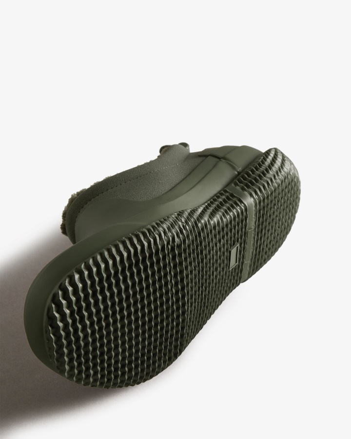 Hunter Damskie Ocieplane Wegańskie Buty Z Owczej Skóry Ciemna Oliwka