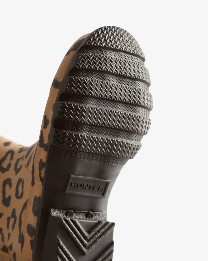 Hunter Duże Dzieci (5-11 Lat) Hybrydowe Kalosze W Panterkę Płowe Brązowe