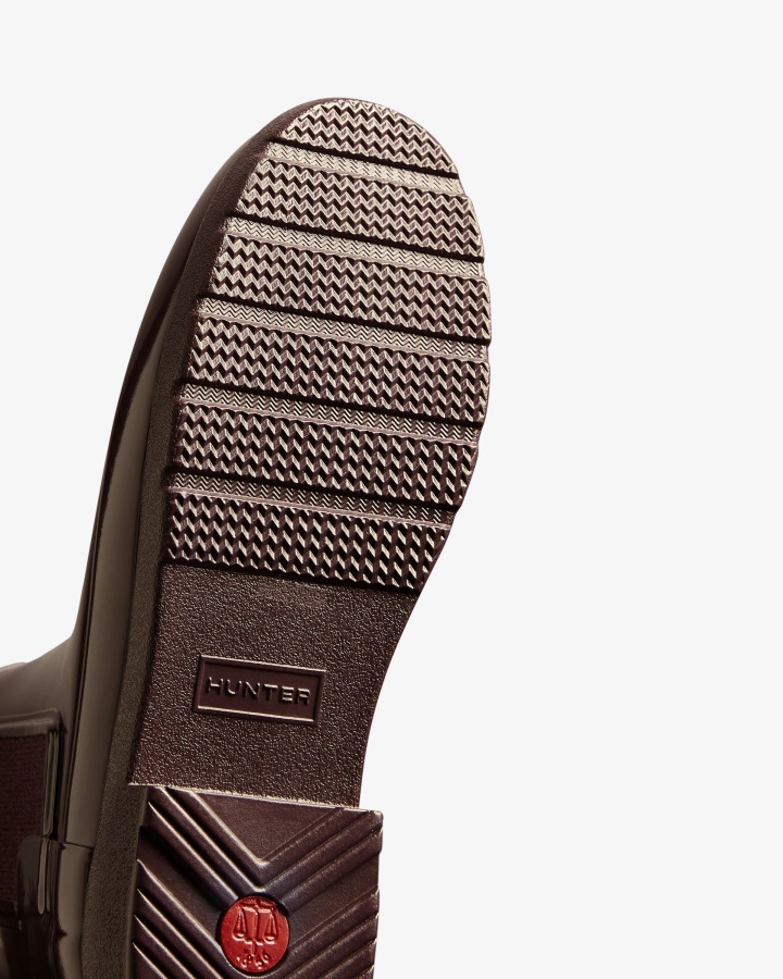 Hunter Wyrafinowane Damskie Buty Slim Fit Z Połyskiem, Chelsea Cherry Brandy