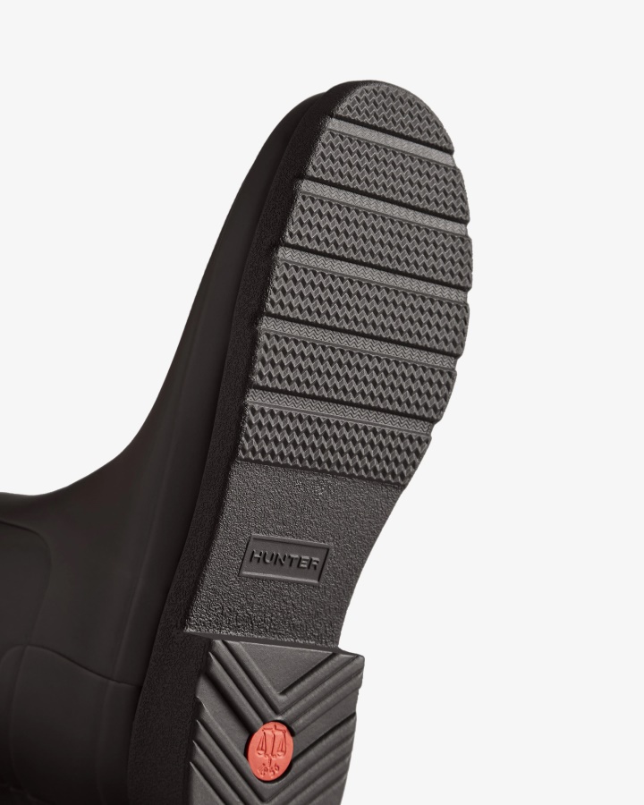 Wyrafinowane Damskie Buty Przeciwdeszczowe Hunter Slim Fit Z Wysokimi Mankietami W Kolorze Czarnym