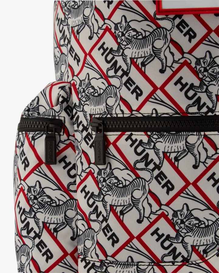 Hunter Nylonowy Top Klip Księżycowy Nowy Rok Tygrys Print Plecak Czarno-biały