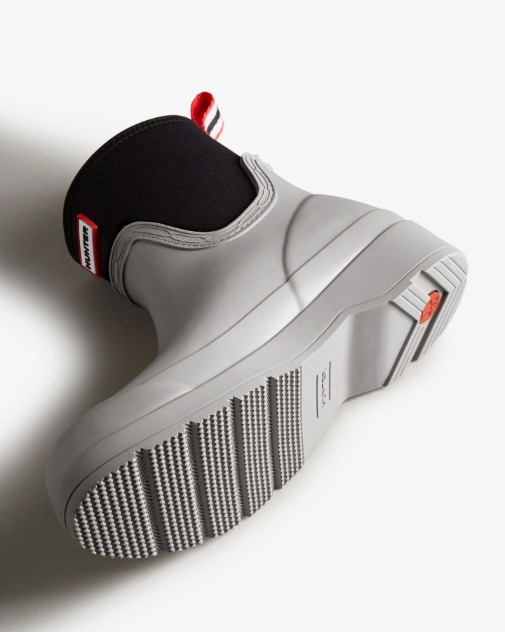 Hunter Damskie Krótkie Neoprenowe Kalosze Do Zabawy W Kolorze Jasnoszarym