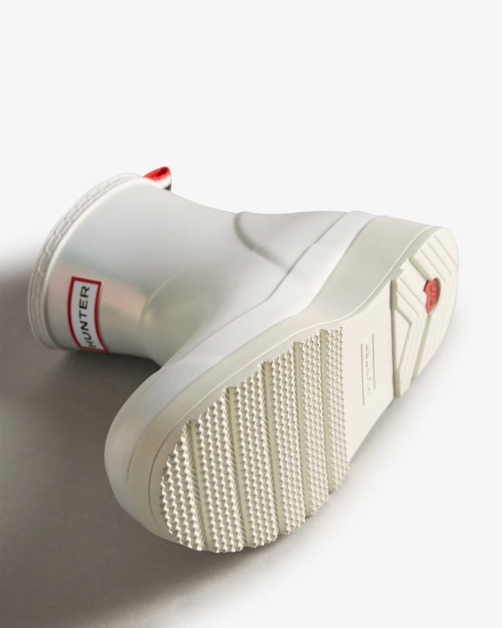 Hunter Damskie Krótkie Kalosze Przeciwdeszczowe Nebula Srebrne