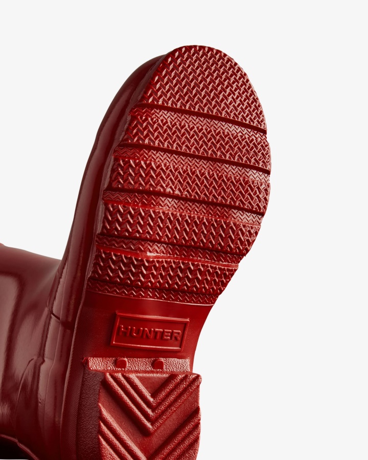 Hunter Oryginalne Duże Dzieci (5-11 Lat) Błyszczące Kalosze Wojskowe Czerwone
