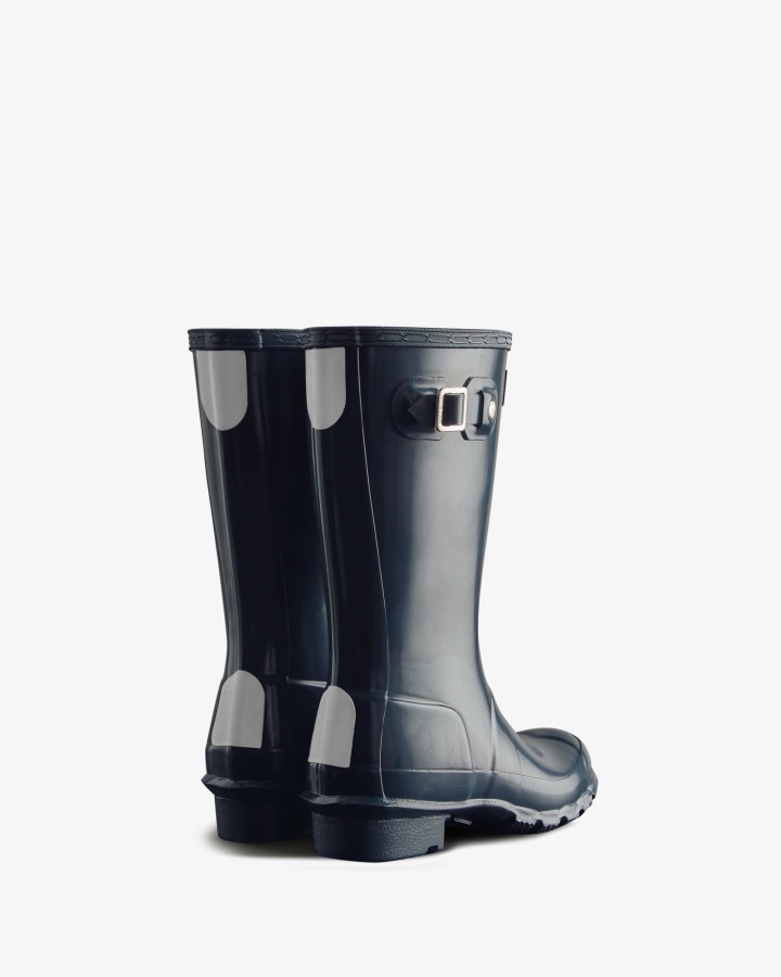 Hunter Oryginalne Duże Dzieci (5-11 Lat) Błyszczące Kalosze Granatowe