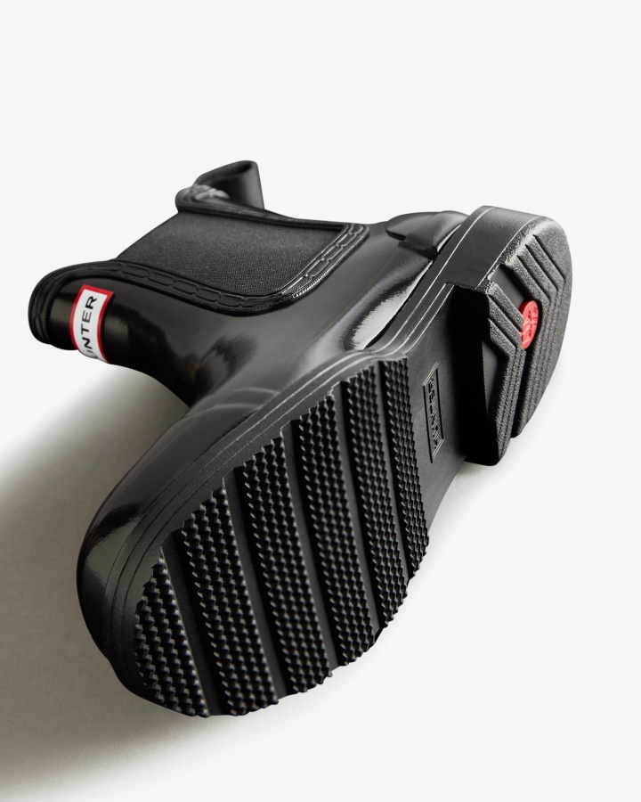 Hunter Damskie Komandosy Chelsea Z Połyskiem Czarne