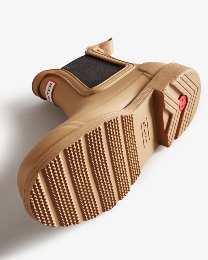 Hunter Damskie Komandosy Chelsea Kozaki Brązowe Brązowe