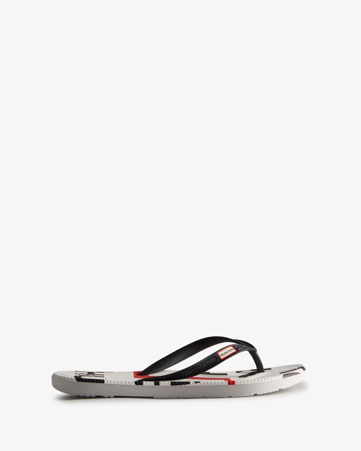 Hunter Damskie Klapki Z Logo Eksplodujące Czarne