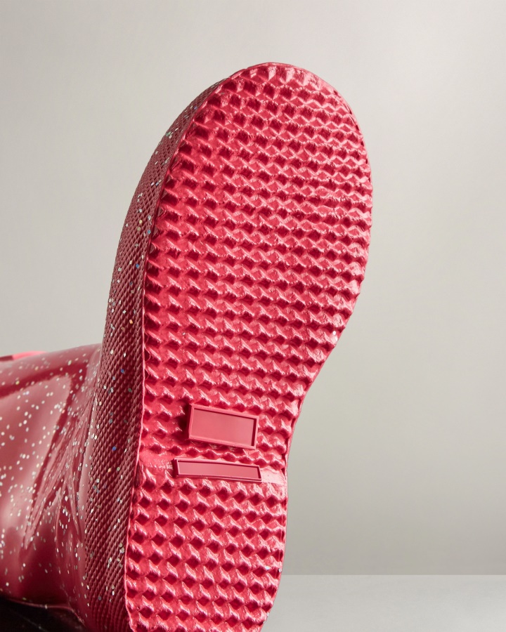 Hunter Kids First (18 Miesięcy-8 Lat) Gigantyczne Brokatowe Kalosze Oszczędne Różowe