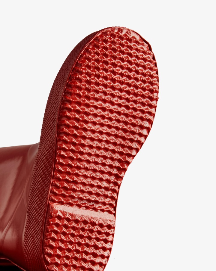 Hunter Original Kids First (18 Miesięcy-8 Lat) Błyszczące Kalosze Wojskowe Czerwone