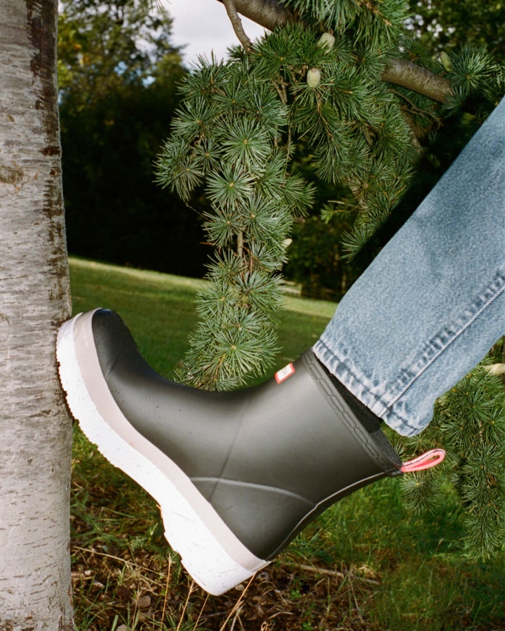 Oryginalne Męskie Kalosze Hunter Play Krótkie Plamki Czarno-stalowe Szare