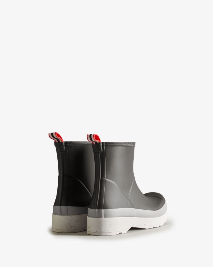 Oryginalne Męskie Kalosze Hunter Play Krótkie Plamki Czarno-stalowe Szare